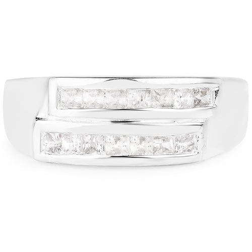 Bague de fiançailles en saphir blanc de 0,70 carat en argent sterling