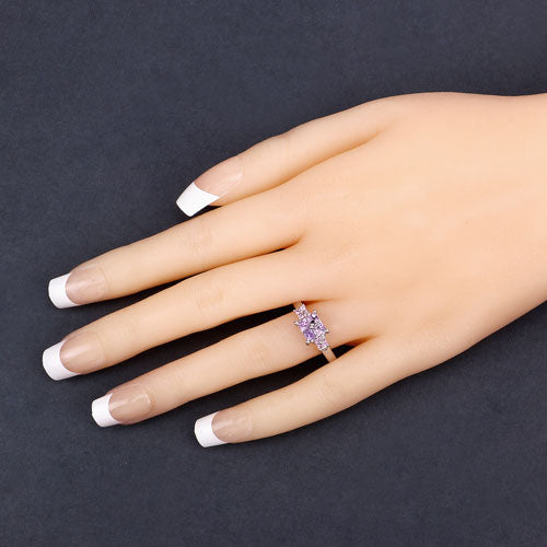 0.96 Carat Genuine Pink Sapphire .925 Sterling Silver Engagement Ring