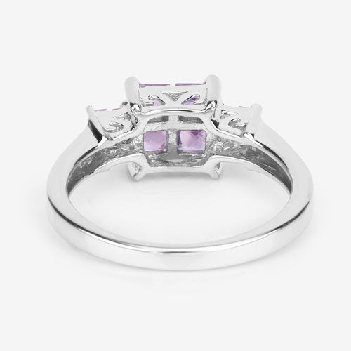 0.96 Carat Genuine Pink Sapphire .925 Sterling Silver Engagement Ring