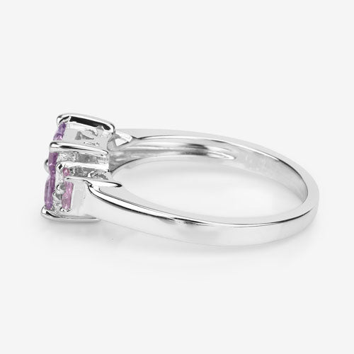 0.96 Carat Genuine Pink Sapphire .925 Sterling Silver Engagement Ring