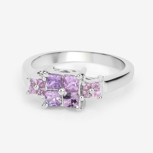 0.96 Carat Genuine Pink Sapphire .925 Sterling Silver Engagement Ring