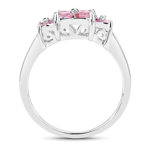 0.96 Carat Genuine Pink Sapphire .925 Sterling Silver Engagement Ring