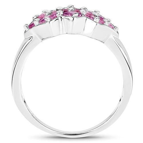 1.20 Carat Genuine Pink Sapphire Sterling Silver Ring