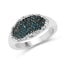 Bague en cluster de diamants bleus et blancs de 0,45 carat en argent sterling