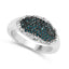 Bague en cluster de diamants bleus et blancs de 0,45 carat en argent sterling