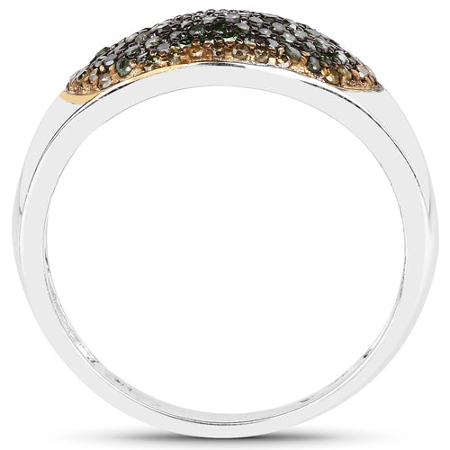 0.45 Carat Genuine Green and Yellow Diamond Sterling Silver Ring