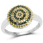 Anillo de Plata Esterlina con Diamantes Verdes y Amarillos de 0.39 Quilates