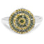 Anillo de Plata Esterlina con Diamantes Verdes y Amarillos de 0.39 Quilates
