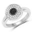 0.20 Carat Genuine Black and White Diamond Sterling Silver Ring