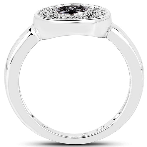 0.20 Carat Genuine Black and White Diamond Sterling Silver Ring
