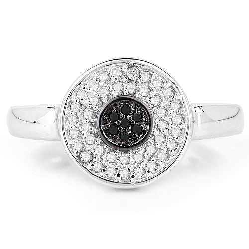 0.20 Carat Genuine Black and White Diamond Sterling Silver Ring