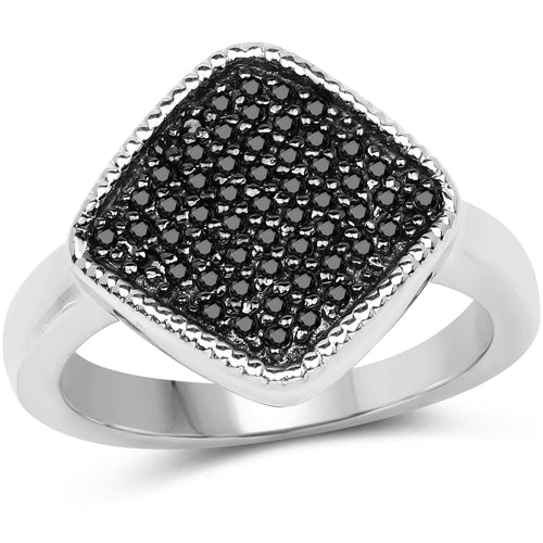 0.24 Carat Genuine Black Diamond Sterling Silver Engagement Ring