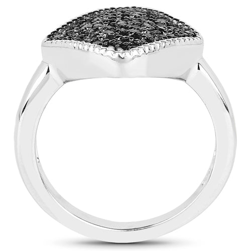 0.24 Carat Genuine Black Diamond Sterling Silver Engagement Ring