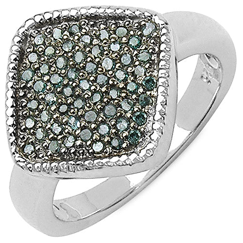 Bague de fiançailles en argent sterling avec diamant bleu véritable de 0,28 carat