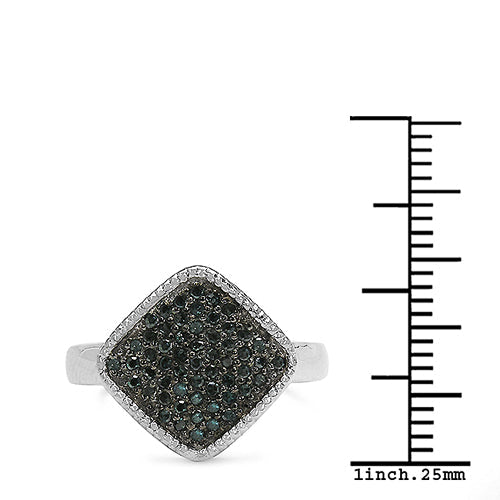 Bague de fiançailles en argent sterling avec diamant bleu véritable de 0,28 carat