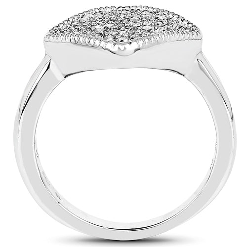 0.23 Carat Genuine White Diamond Sterling Silver Engagement Ring