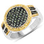 Bague en argent sterling avec diamants verts et jaunes de 0,44 carat