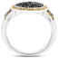 Bague en argent sterling avec diamants verts et jaunes de 0,44 carat