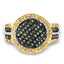 Bague en argent sterling avec diamants verts et jaunes de 0,44 carat