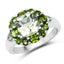 Anillo de Plata de Ley con Amatista Verde de 3.49 Quilates y Diopside Cromado
