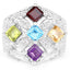 Anillo de cóctel elegante de múltiples piedras en plata esterlina .925