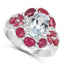 3.54 Carat Aquamarine, Ruby & White Topaz Sterling Silver Ring