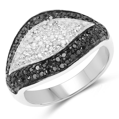 0.51 Carat Genuine Black Diamond & White Diamond Ring