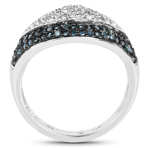 0.50 Carat Blue and White Diamond Sterling Silver Engagement Ring