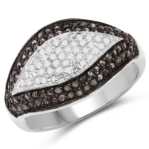 0.50 Carat Genuine Champagne and White Diamond Ring in Sterling Silver