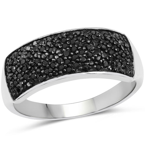 0.43 Carat Genuine Black Diamond Sterling Silver Engagement Ring