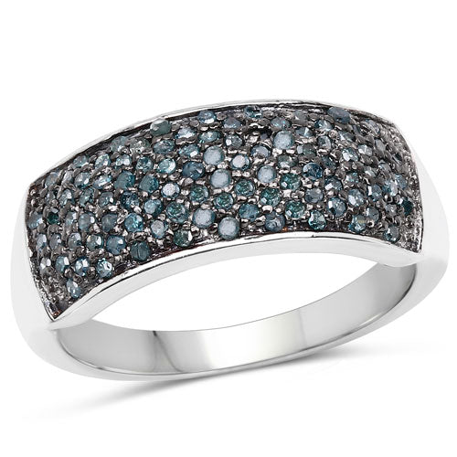 0.42 Carat Genuine Blue Diamond Sterling Silver Engagement Ring