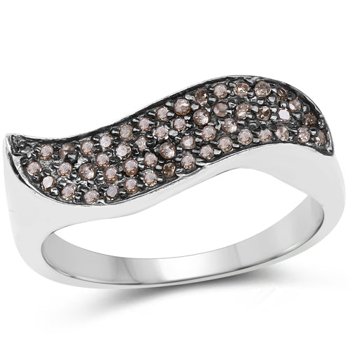 Bague en argent sterling avec diamant champagne de 0,21 carat