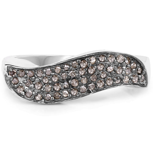 Bague en argent sterling avec diamant champagne de 0,21 carat