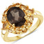 Bague en argent sterling de 4,00 carats en quartz fumé et citrine