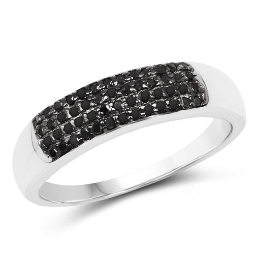0.22 Carat Genuine Black Diamond Sterling Silver Engagement Ring