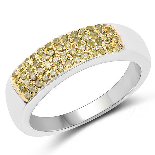0.22 Carat Genuine Yellow Diamond Sterling Silver Engagement Ring