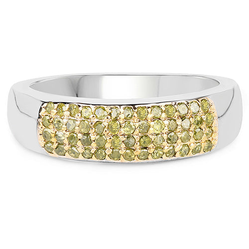 0.22 Carat Genuine Yellow Diamond Sterling Silver Engagement Ring
