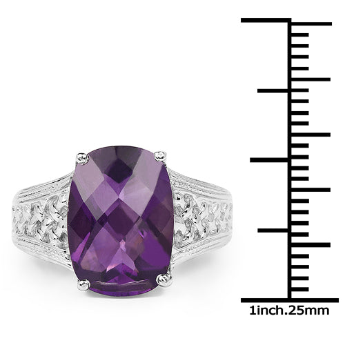Anillo de Amatista Genuina de 6.50 Quilates en Plata Esterlina .925