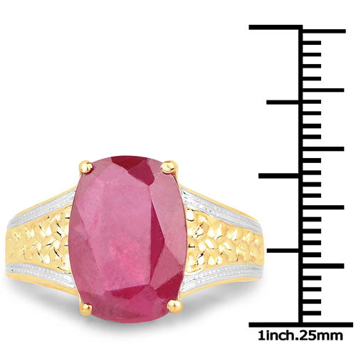 Anillo de Rubí Lleno de Vidrio de 7.50 Quilates Elegante en Plata Esterlina