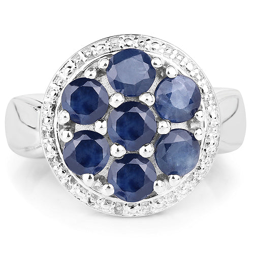 2.10 Carat Blue Sapphire Sterling Silver Engagement Ring