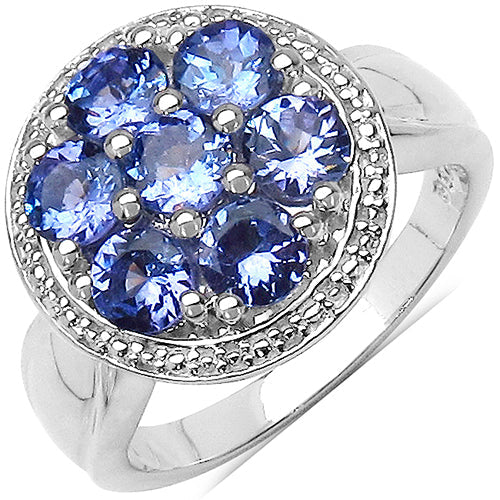 Anillo de Compromiso de Plata Esterlina con Tanzanita Natural de 1.61 Quilates