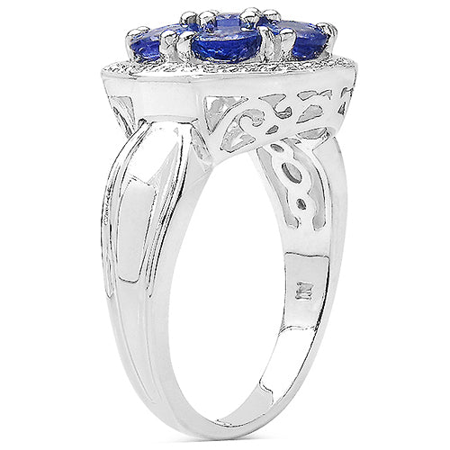 Anillo de Compromiso de Plata Esterlina con Tanzanita Natural de 1.61 Quilates