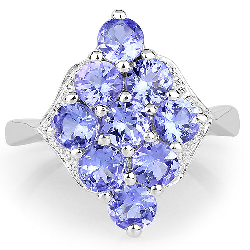 2.07 Carat Genuine Tanzanite Sterling Silver Engagement Ring