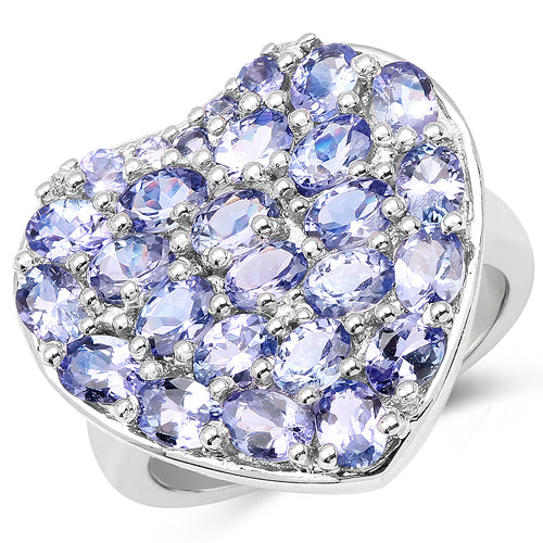 Bague en argent sterling avec tanzanite véritable de 3,96 carats
