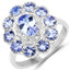 1.77 Carat Genuine Tanzanite and White Topaz Sterling Silver Ring