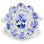 1.77 Carat Genuine Tanzanite and White Topaz Sterling Silver Ring