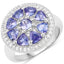 Bague en argent sterling avec tanzanite et topaze blanche de 2,26 carats