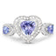 Bague en argent sterling avec tanzanite véritable de 1,09 carat et diamants blancs