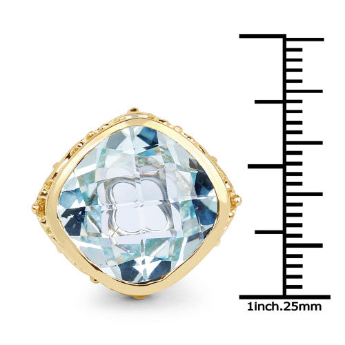 Bague en argent sterling avec topaze bleue véritable de 12,79 carats