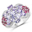 Bague en argent sterling avec tanzanite et rhodolite de 2,91 carats